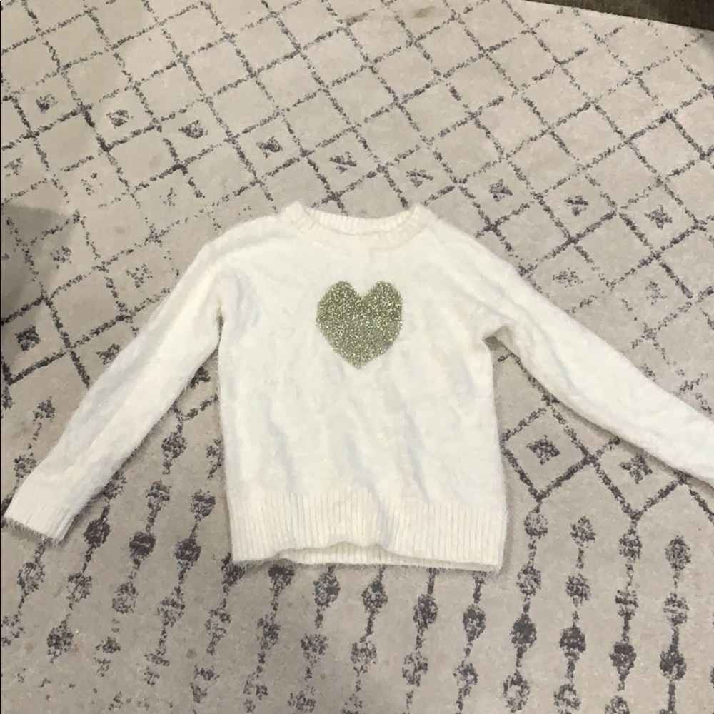 Girls Creamy White Fuzzy Sweater Size Large 10/12